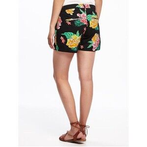 Old Navy Relaxed Cotton Shorts Women’s 28 Black Pink Yellow Floral Print Summer